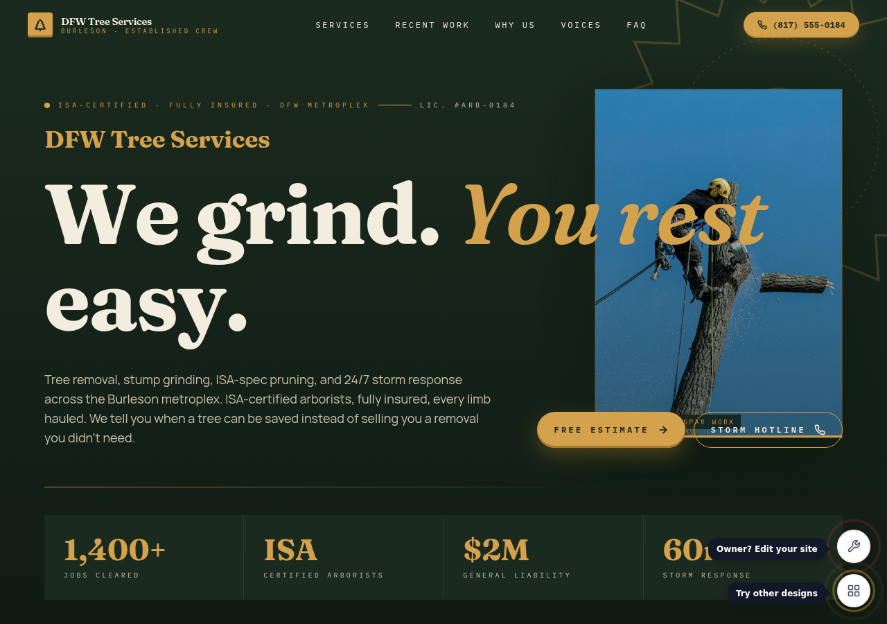 DFW Tree Services, live hero